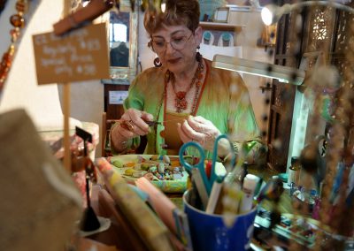 Tish working on jewelry